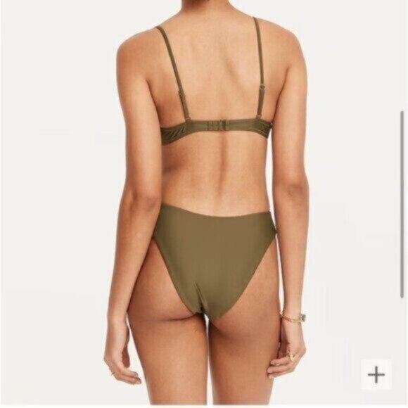 NWT J.Crew Green Curved Waist Cheeky Bikini Bottom Size Medium - Picture 2 of 8